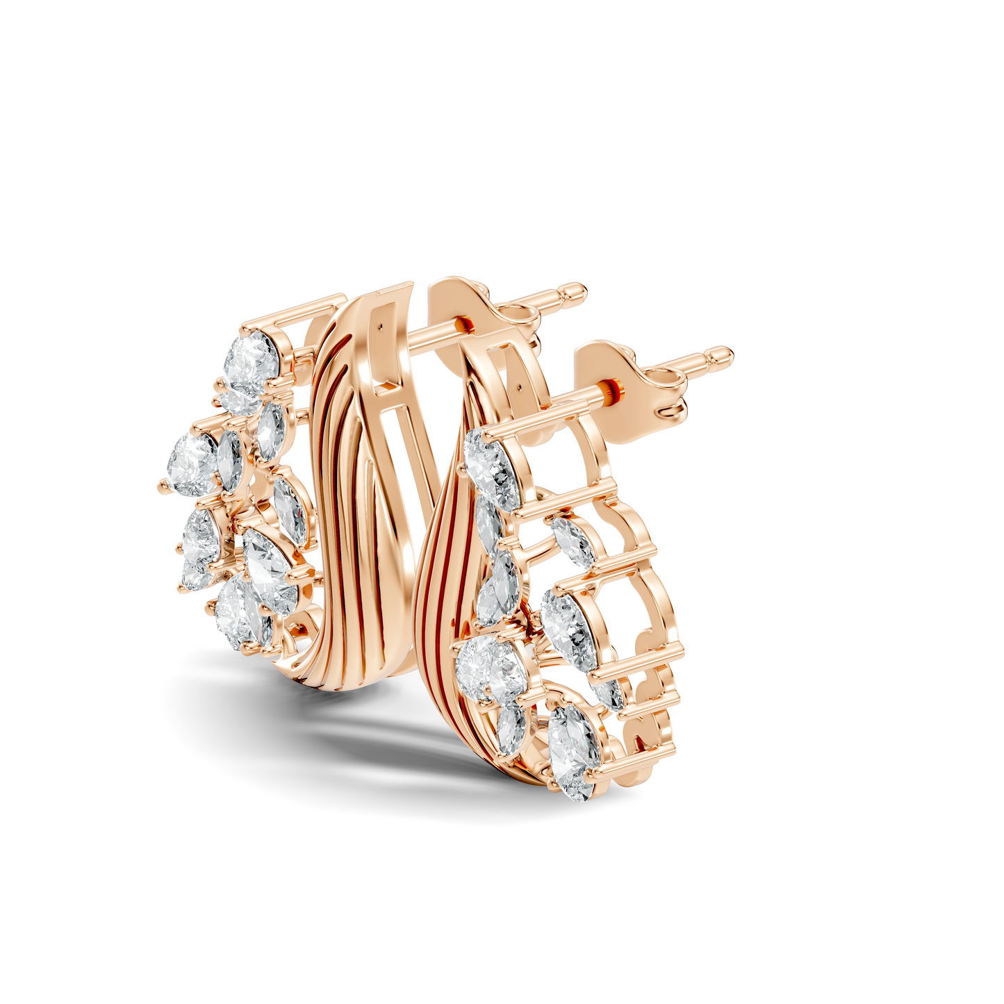 marquise & Pear Shape 2.05 Ct Lab grown & Natural Diamond 14k Solid White Gold Fantastic Classic Studs Earrings