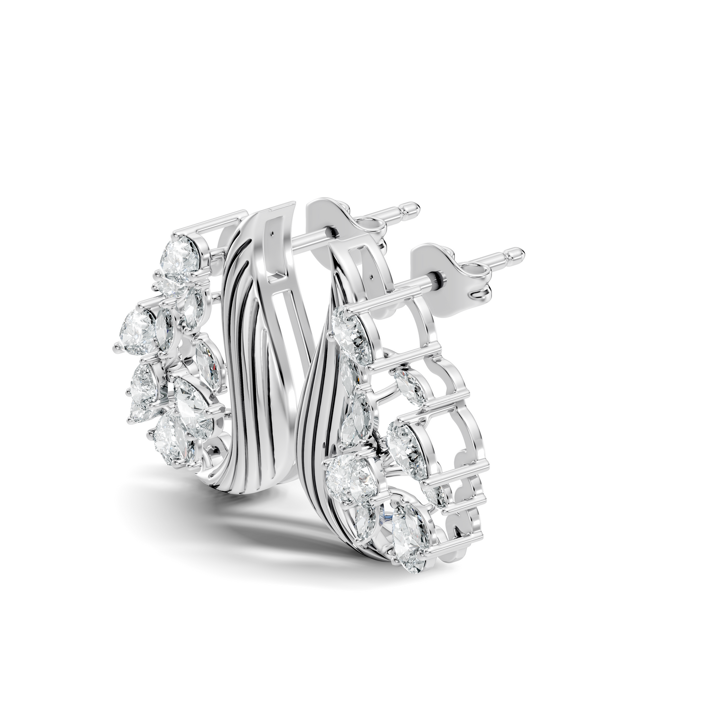 marquise & Pear Shape 2.05 Ct Lab grown & Natural Diamond 14k Solid White Gold Fantastic Classic Studs Earrings