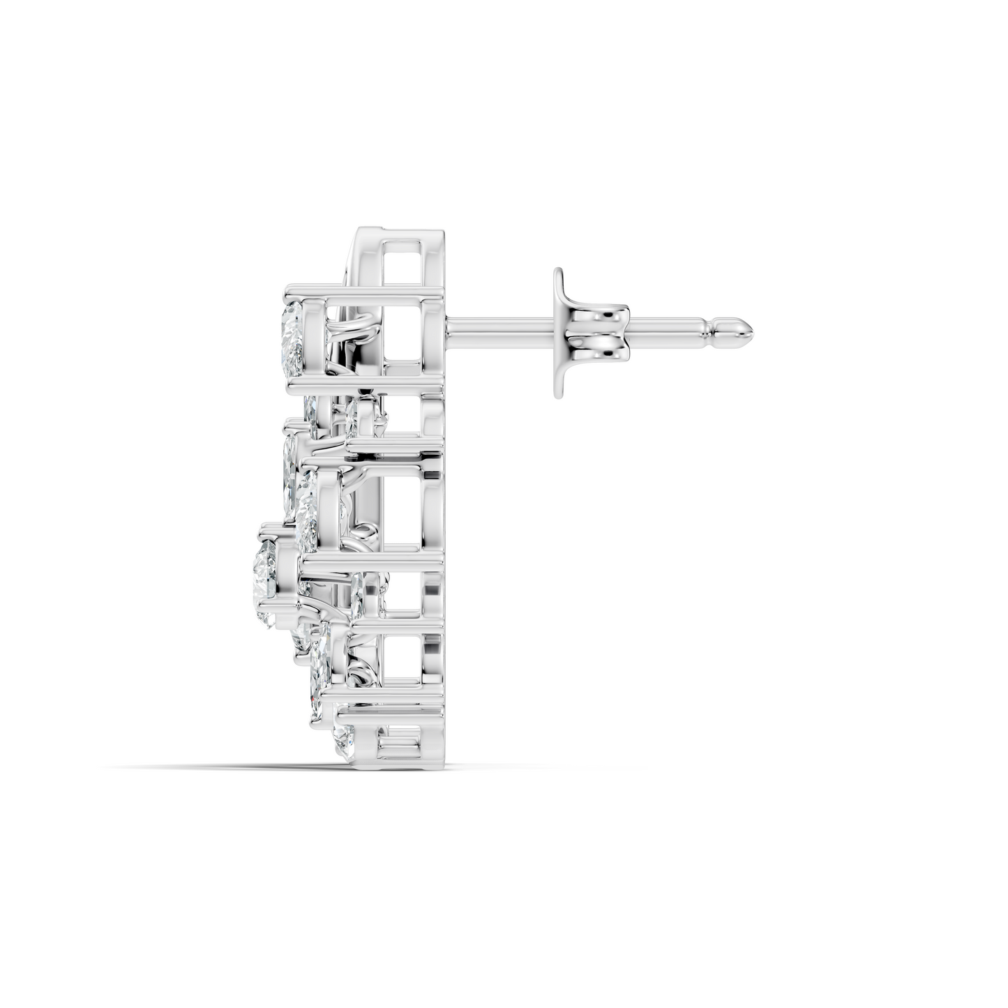 marquise & Pear Shape 2.05 Ct Lab grown & Natural Diamond 14k Solid White Gold Fantastic Classic Studs Earrings