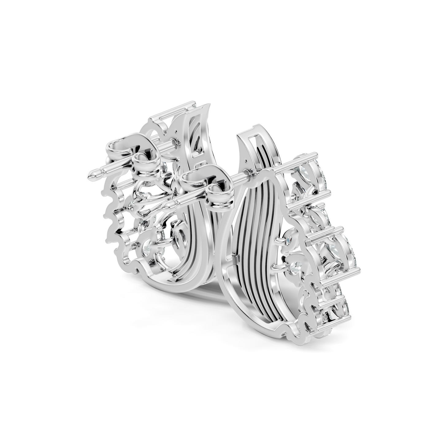 marquise & Pear Shape 2.05 Ct Lab grown & Natural Diamond 14k Solid White Gold Fantastic Classic Studs Earrings