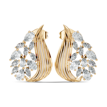 marquise & Pear Shape 2.05 Ct Lab grown & Natural Diamond 14k Solid White Gold Fantastic Classic Studs Earrings