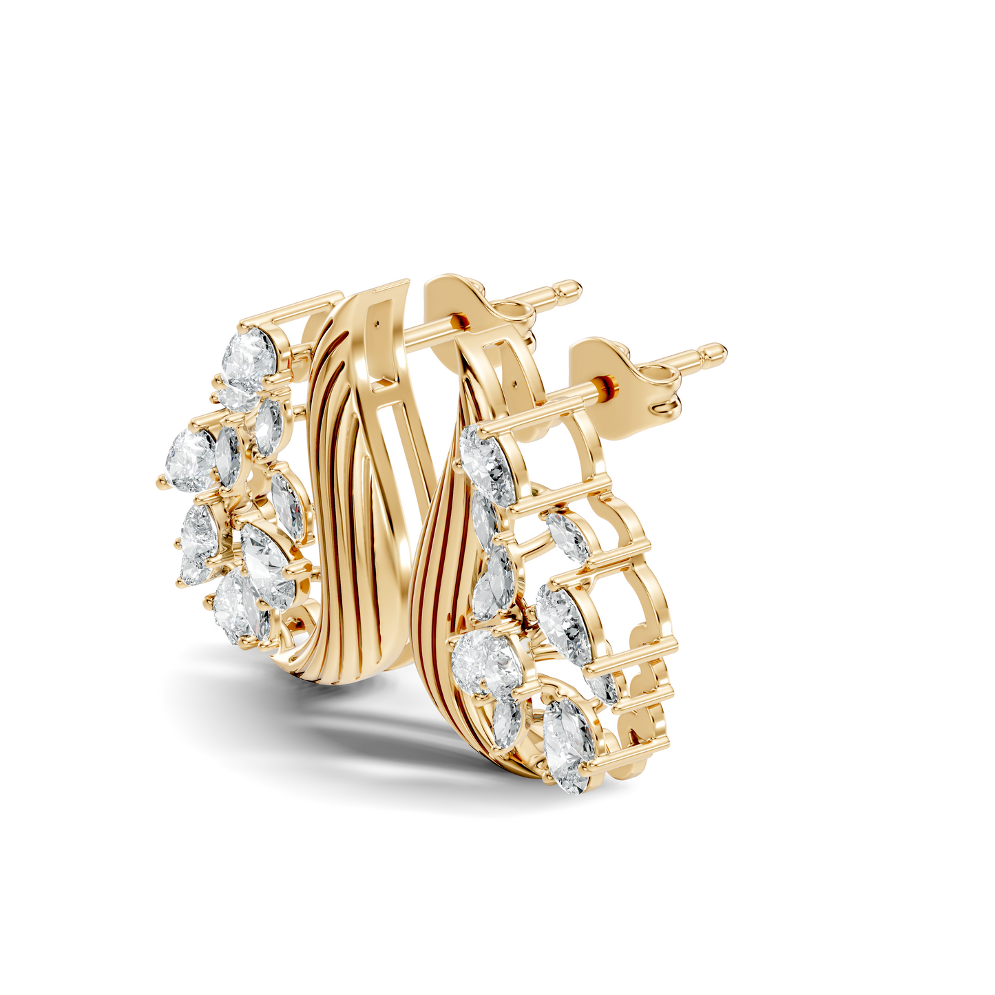 marquise & Pear Shape 2.05 Ct Lab grown & Natural Diamond 14k Solid White Gold Fantastic Classic Studs Earrings