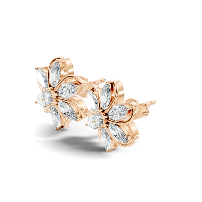 3.24 Ct Marquise & Round Shapes 10k Solid Rose Gold Lab Grown Diamond Classic New Earrings For Her