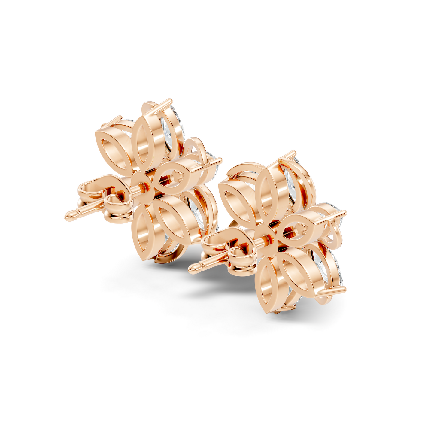 3.24 Ct Marquise & Round Shapes 10k Solid Rose Gold Lab Grown Diamond Classic New Earrings For Her