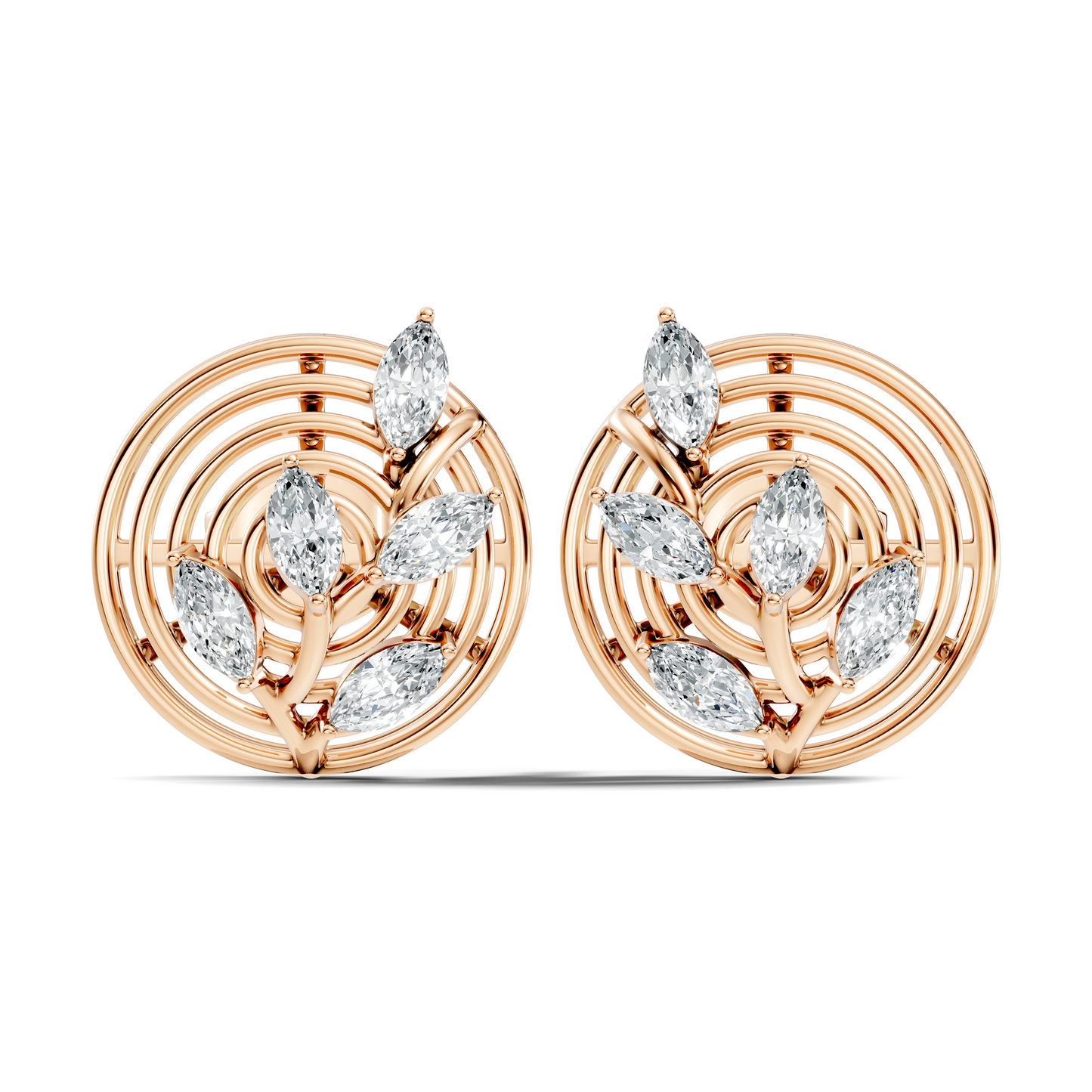 Marquise Cut 18k Solid Rose Gold New Style Ethically Wear Diamond Earrings For Women