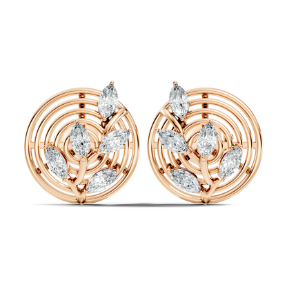 Marquise Cut 18k Solid Rose Gold New Style Ethically Wear Diamond Earrings For Women