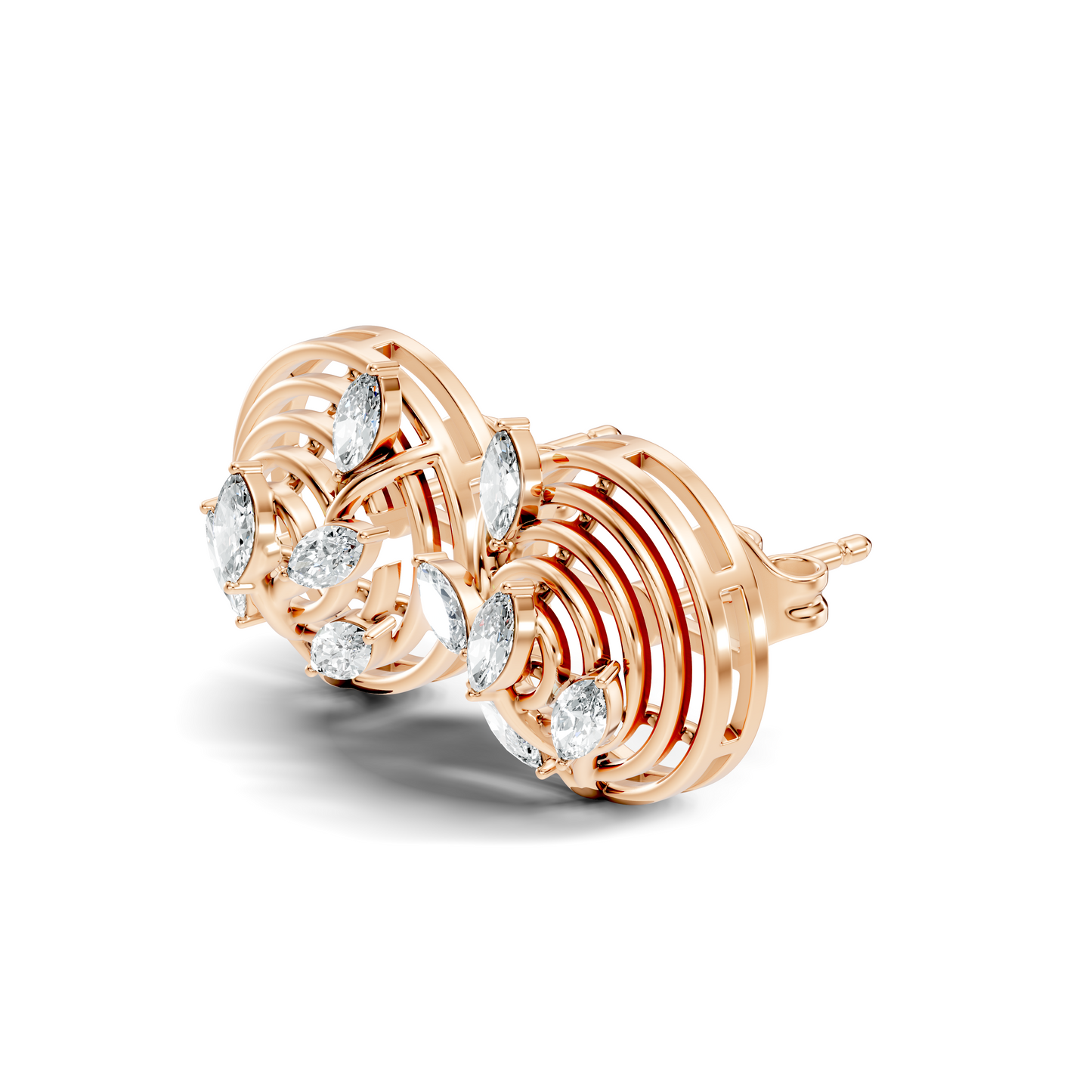 Marquise Cut 18k Solid Rose Gold New Style Ethically Wear Diamond Earrings For Women