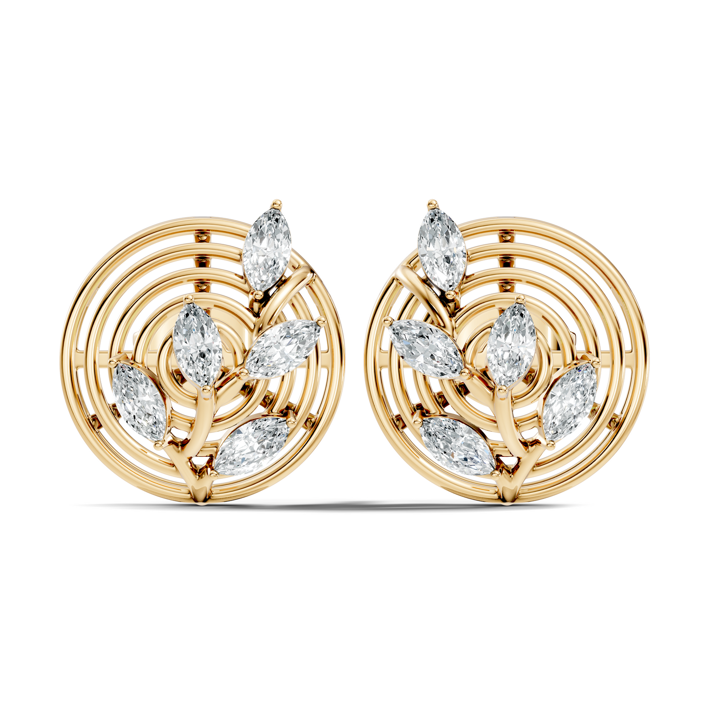 Marquise Cut 18k Solid Rose Gold New Style Ethically Wear Diamond Earrings For Women