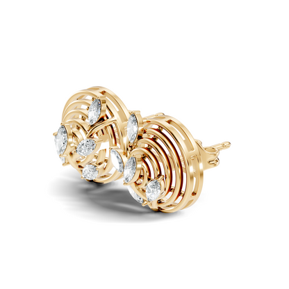 Marquise Cut 18k Solid Rose Gold New Style Ethically Wear Diamond Earrings For Women