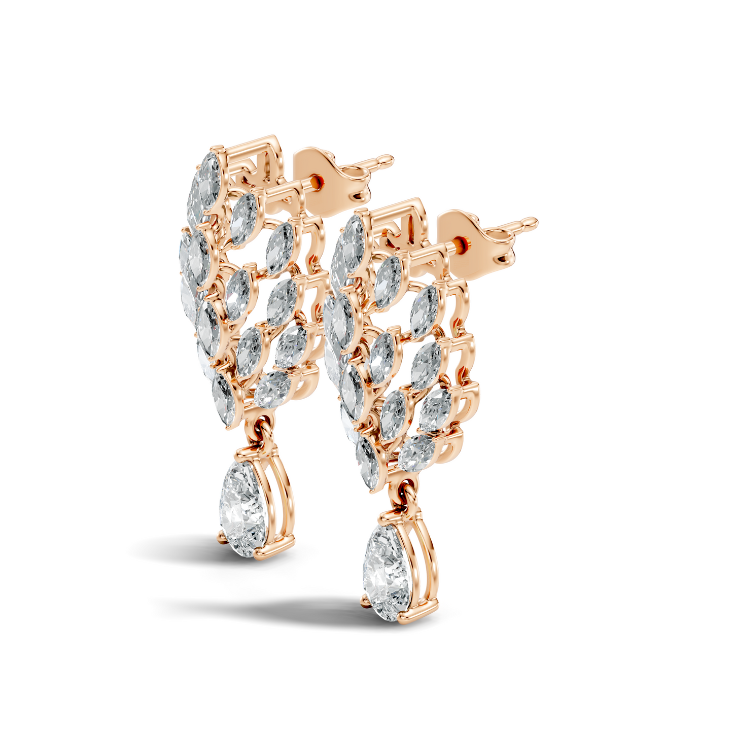 Marquise & Pear Shape 4.80 Ct 18k Solid Gold Sparkling Shinny  Vintage Style Party Wear Diamond Earrings