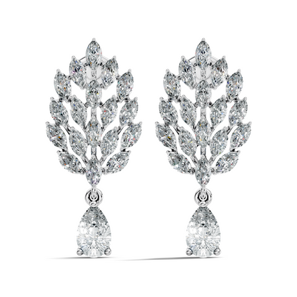 Marquise & Pear Shape 4.80 Ct 18k Solid Gold Sparkling Shinny  Vintage Style Party Wear Diamond Earrings