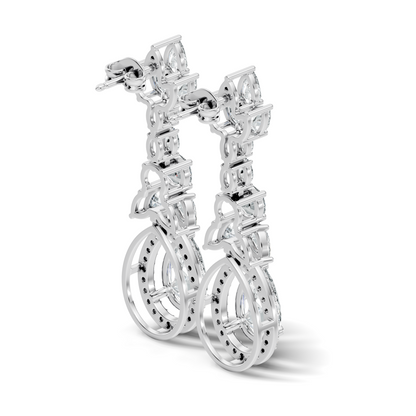 Three Type Stone Round,Oval, & Pear Shape Lab Grown Diamond 4.83 Ct Sparkling Diamond Earrings For Her