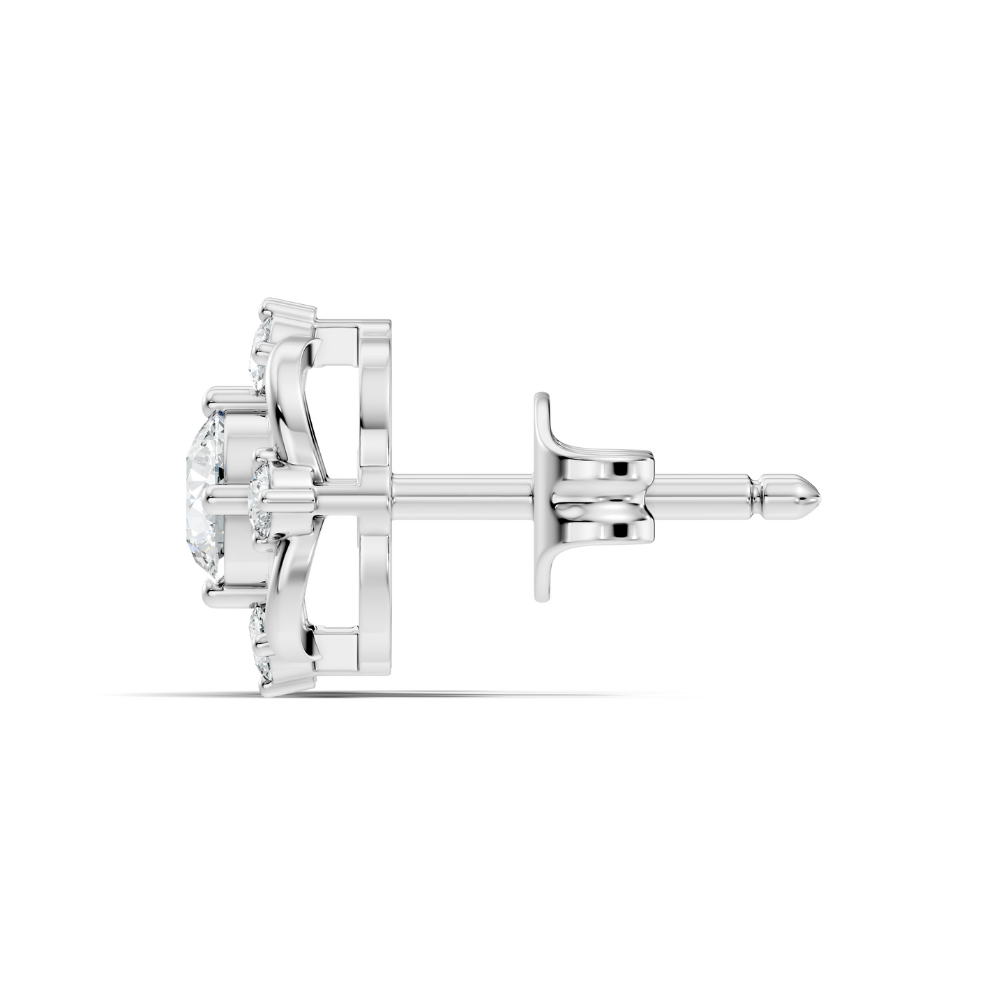 Round Shape Lab grown Diamond 14k Solid Gold Studs Shinning Earrings For Weeding Wear