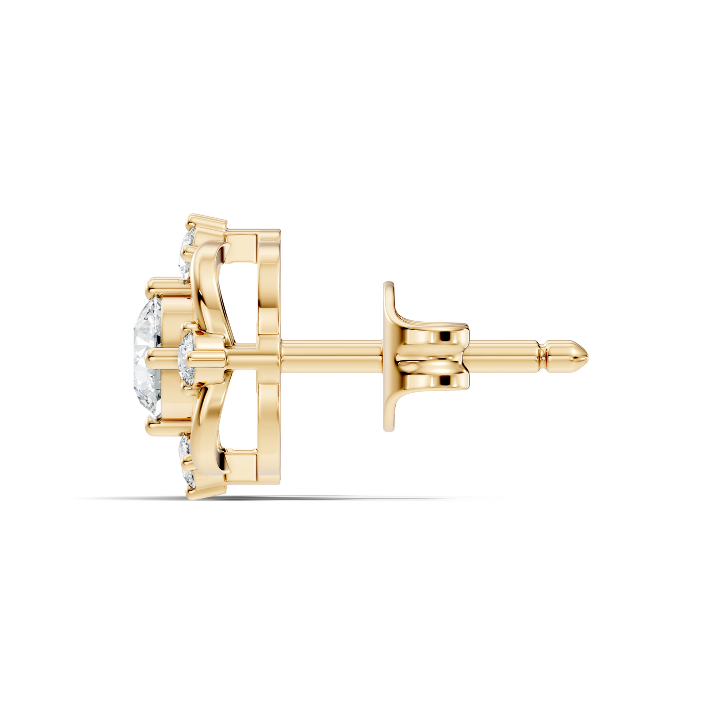 Round Shape Lab grown Diamond 14k Solid Gold Studs Shinning Earrings For Weeding Wear