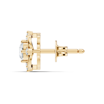 Round Shape Lab grown Diamond 14k Solid Gold Studs Shinning Earrings For Weeding Wear