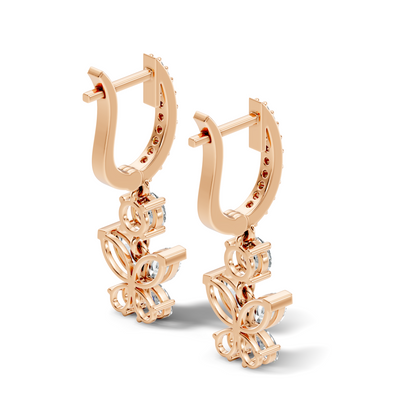 1.85 CT Pear or Marquise Cut Diamond Earring & Butterfly Inspired Dangle Hoop Earrings For Her