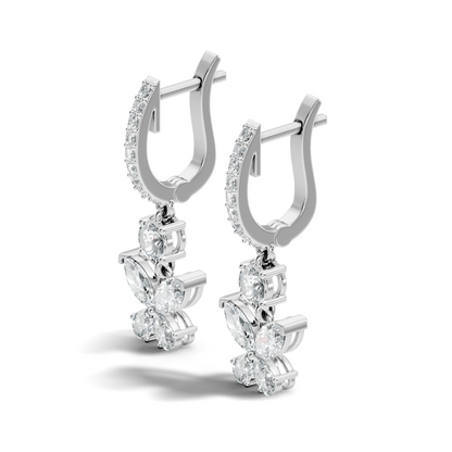 1.85 CT Pear or Marquise Cut Diamond Earring & Butterfly Inspired Dangle Hoop Earrings For Her