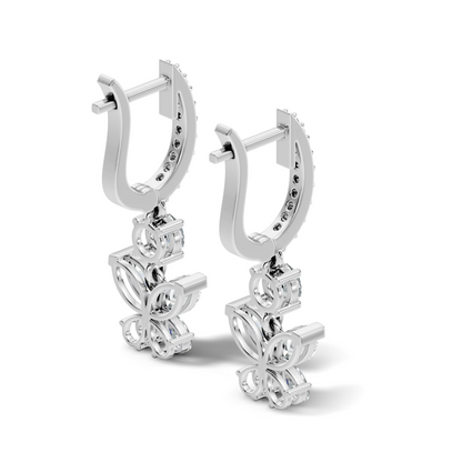 1.85 CT Pear or Marquise Cut Diamond Earring & Butterfly Inspired Dangle Hoop Earrings For Her