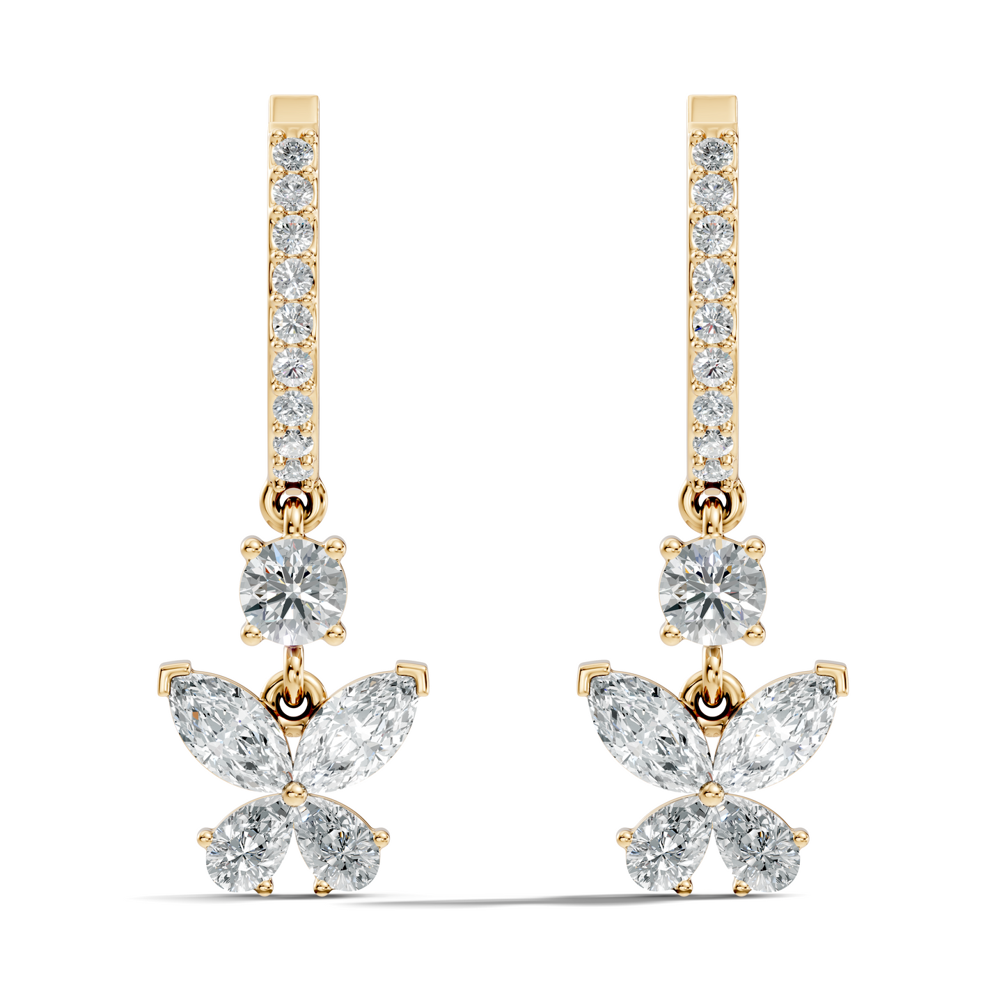 1.85 CT Pear or Marquise Cut Diamond Earring & Butterfly Inspired Dangle Hoop Earrings For Her