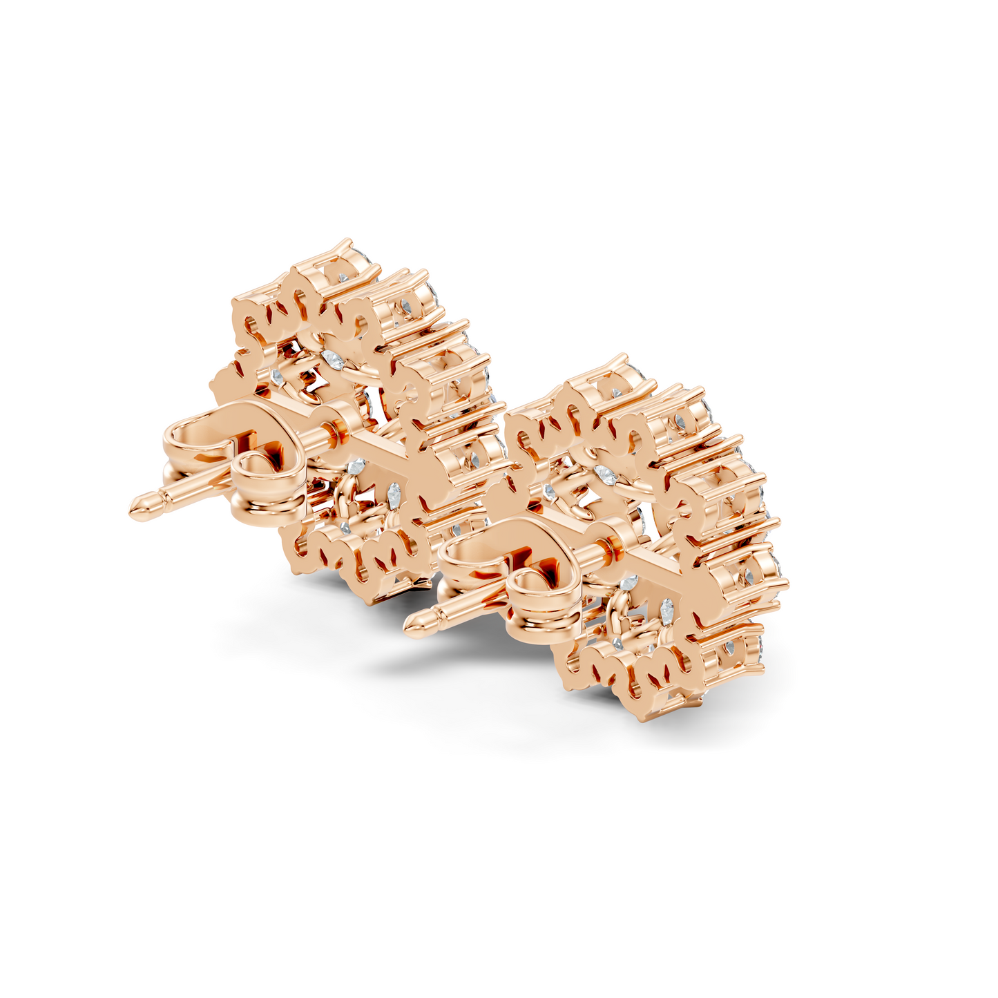 Pear & Round shape Natural & Lab Grown Diamond 18k Solid Rose Gold 3.35 Ct Diamond Earrings For Her Wedding