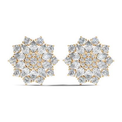 Pear & Round shape Natural & Lab Grown Diamond 18k Solid Rose Gold 3.35 Ct Diamond Earrings For Her Wedding
