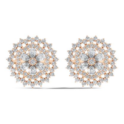 2.29 Ct Round & Pear Shape 14k Solid Gold Stunning Vintage Style Diamond Earrings For Daily Wear