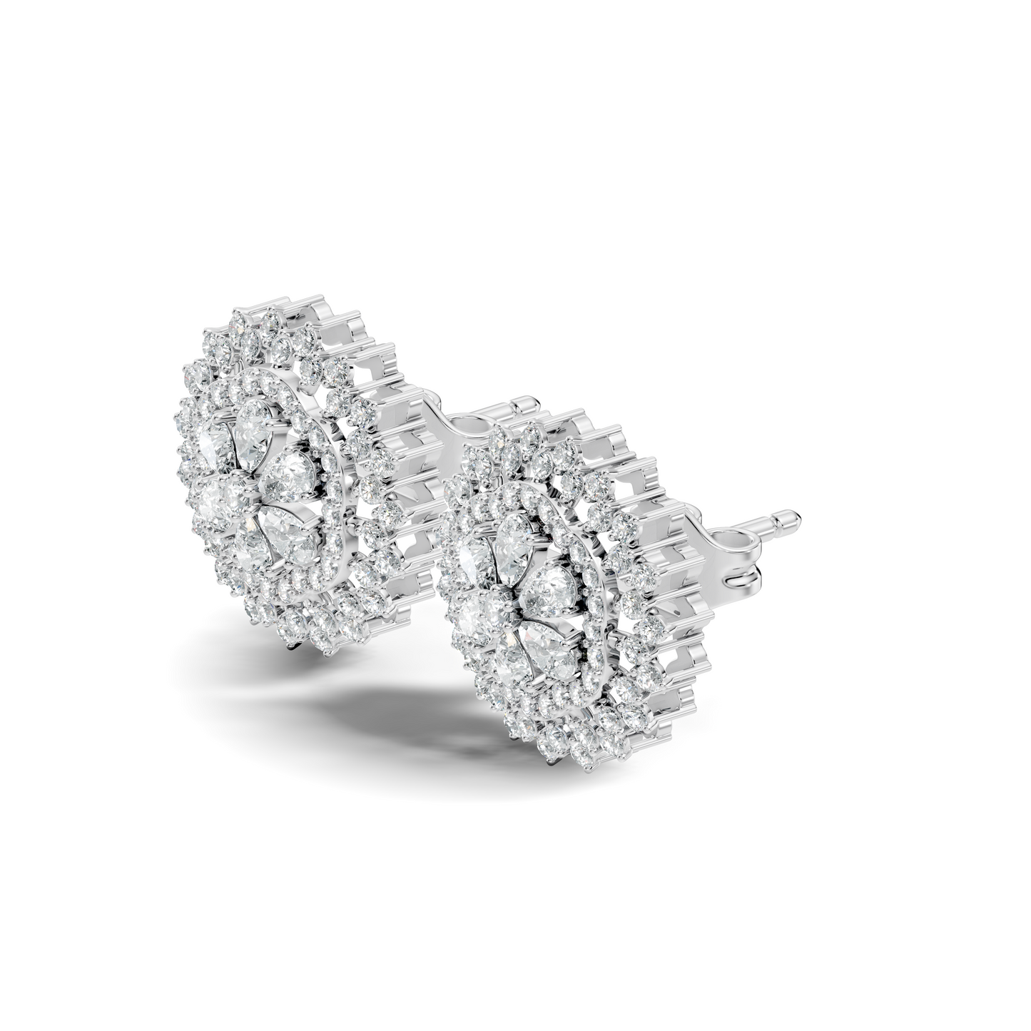 2.29 Ct Round & Pear Shape 14k Solid Gold Stunning Vintage Style Diamond Earrings For Daily Wear