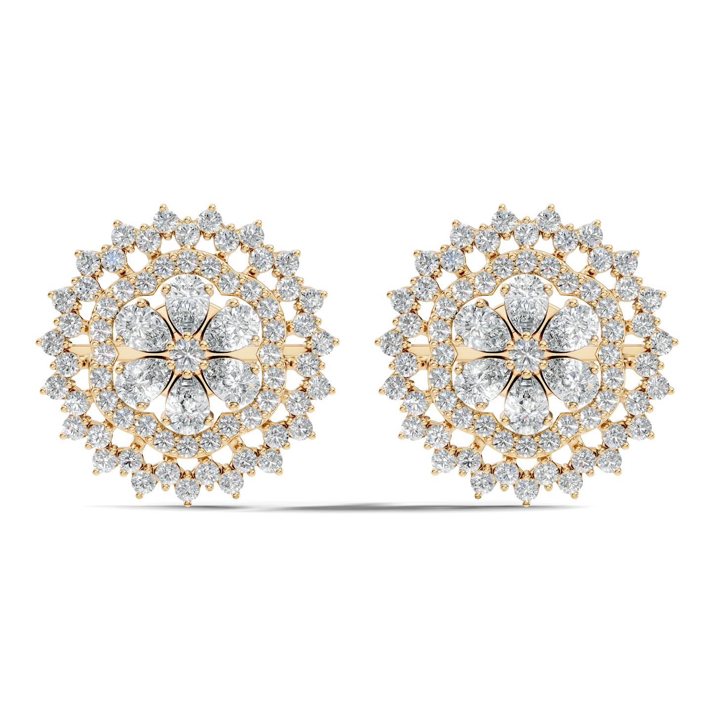 2.29 Ct Round & Pear Shape 14k Solid Gold Stunning Vintage Style Diamond Earrings For Daily Wear
