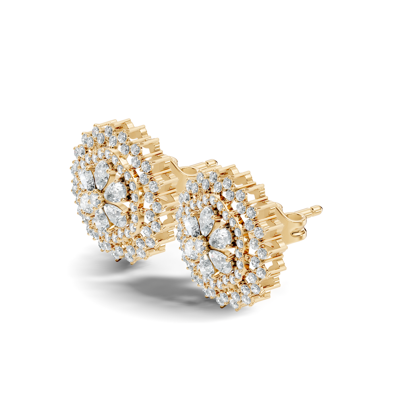 2.29 Ct Round & Pear Shape 14k Solid Gold Stunning Vintage Style Diamond Earrings For Daily Wear