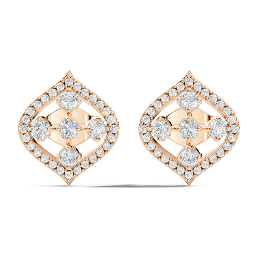 Round Shape Lab grown & Natural Diamond With 18k Solid Gold Shinning Elegance Diamond Earrings For hear