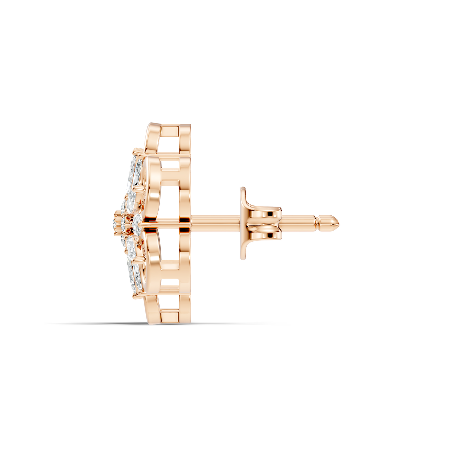 10k Solid White Gold Marquise & Round Cut Lab Grown & Natural Diamond Earrings For Women