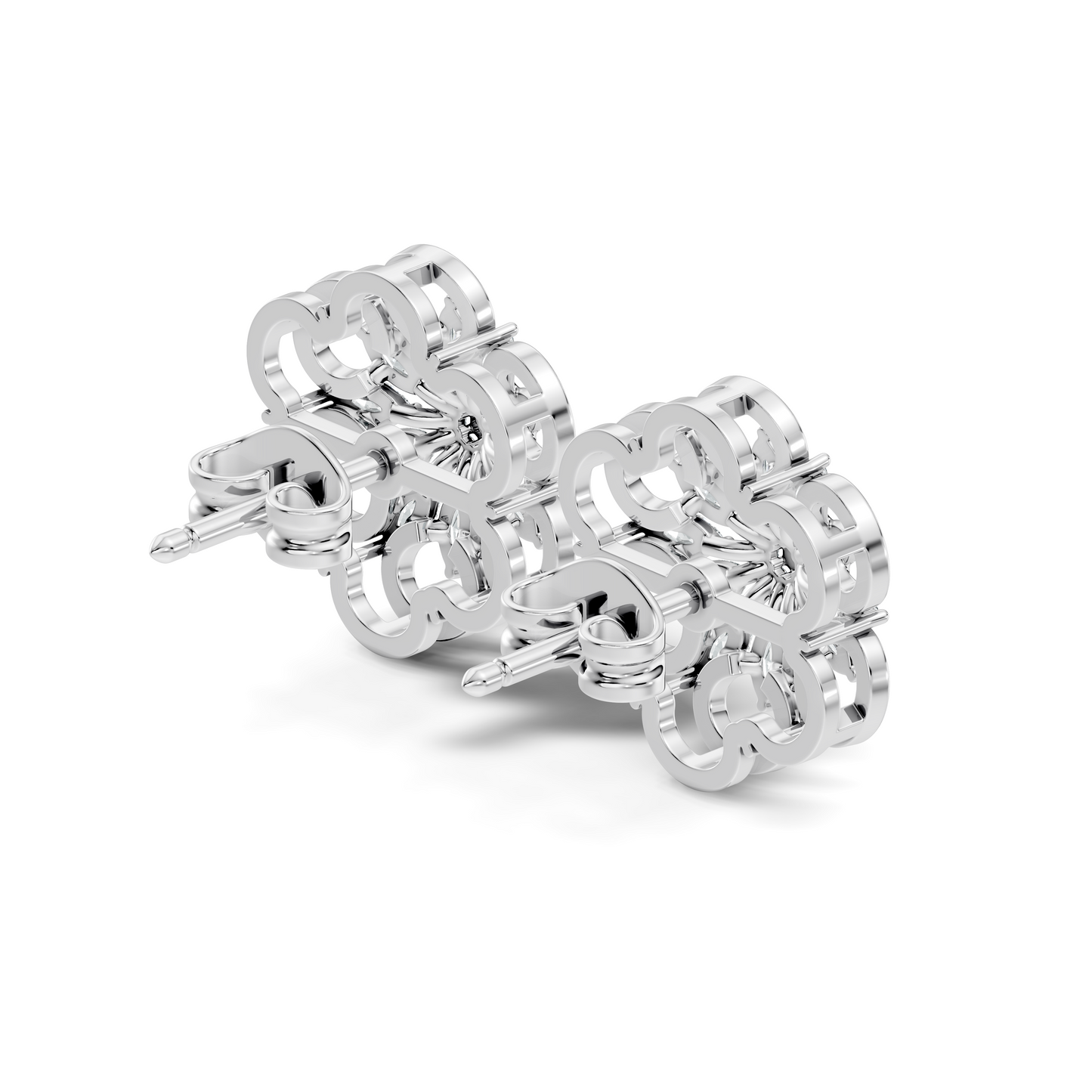 10k Solid White Gold Marquise & Round Cut Lab Grown & Natural Diamond Earrings For Women