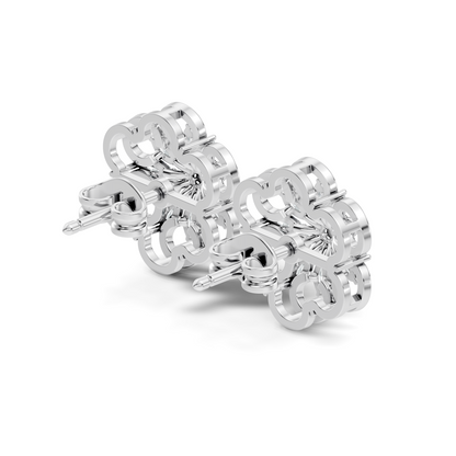10k Solid White Gold Marquise & Round Cut Lab Grown & Natural Diamond Earrings For Women