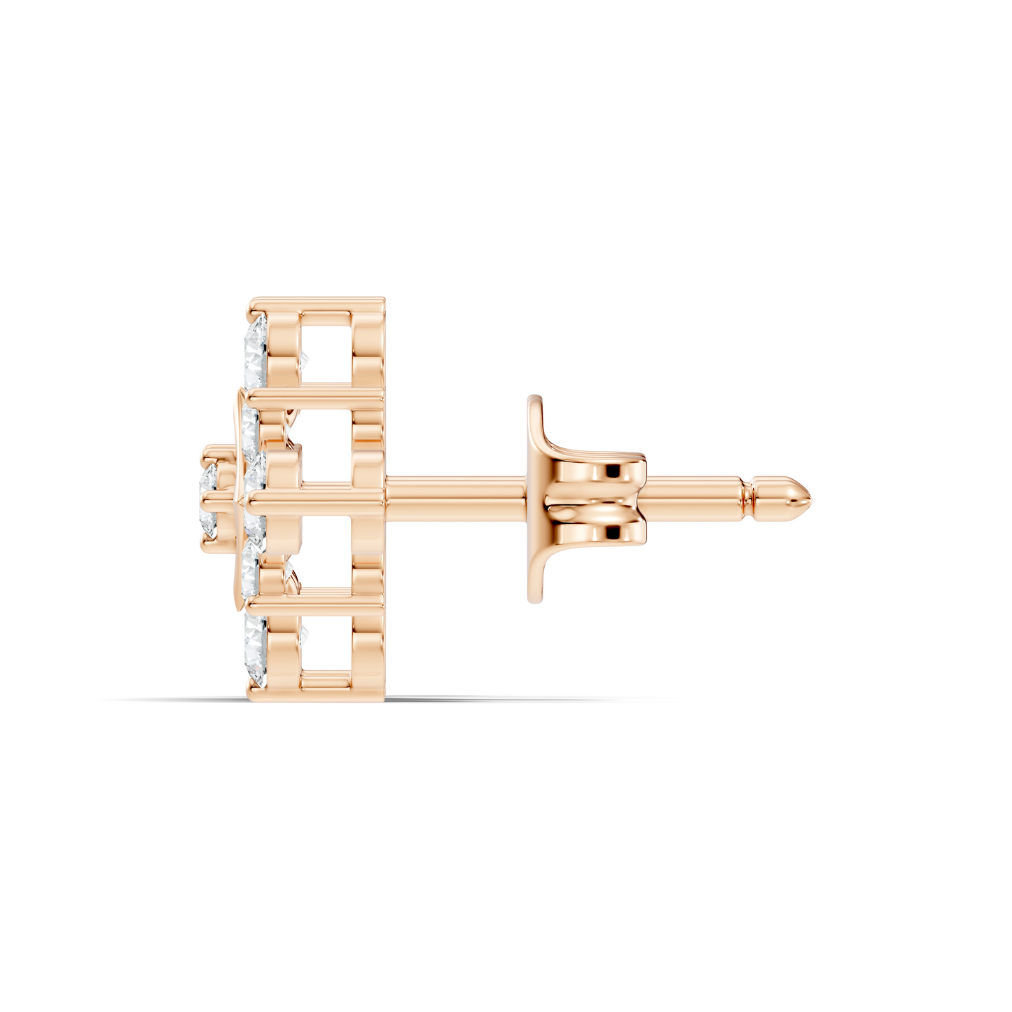 Round Shape Shinning Elegance 18k Solid Rose Gold Lab Grown & Natural Diamond Earrings For Her