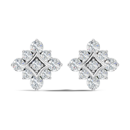 Round Shape Shinning Elegance 18k Solid Rose Gold Lab Grown & Natural Diamond Earrings For Her