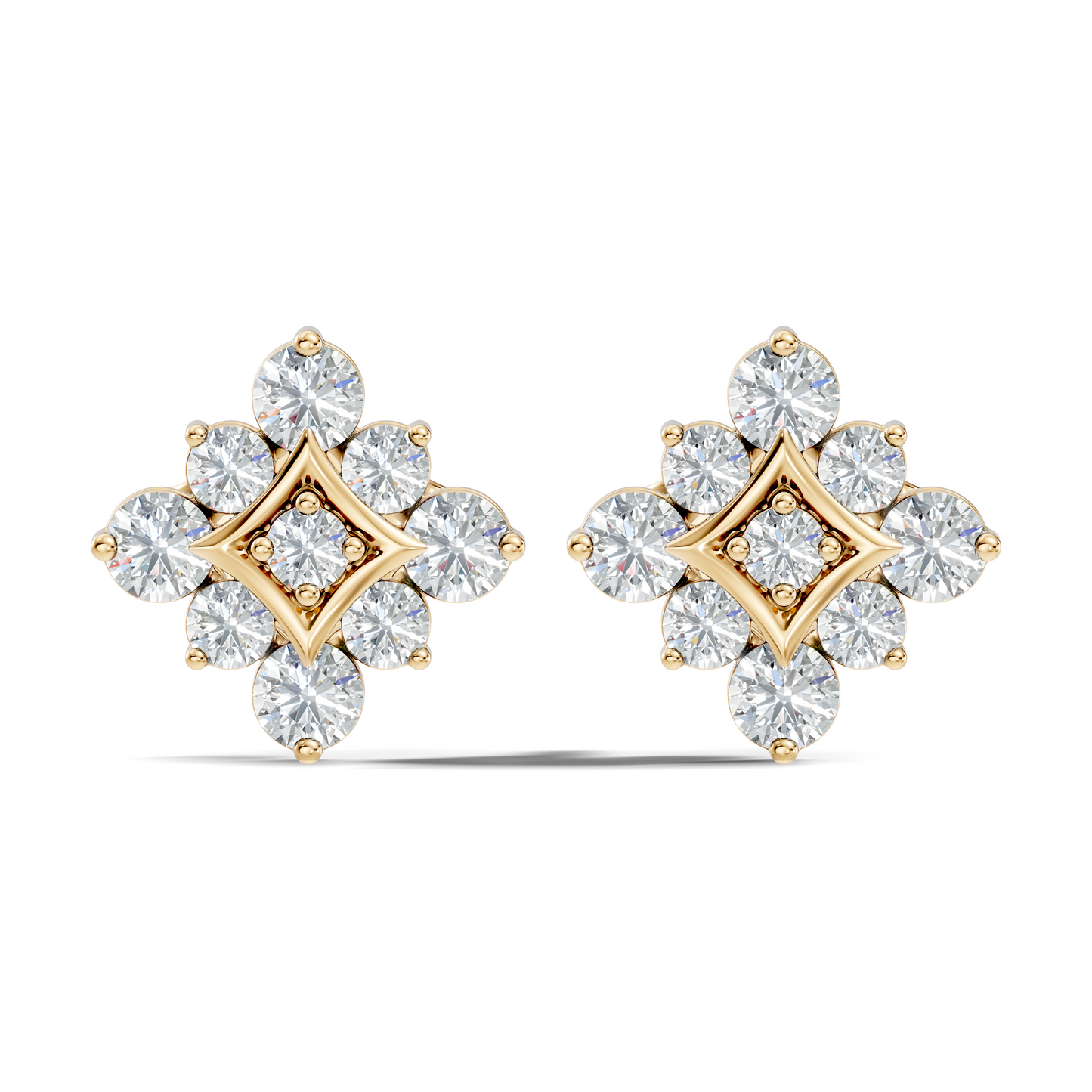 Round Shape Shinning Elegance 18k Solid Rose Gold Lab Grown & Natural Diamond Earrings For Her