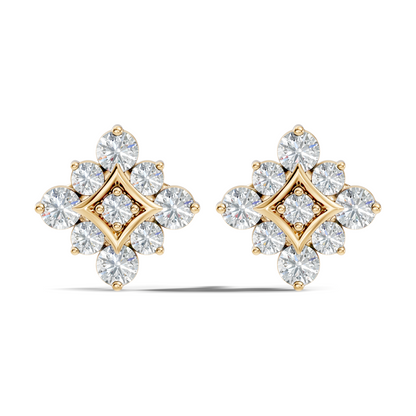 Round Shape Shinning Elegance 18k Solid Rose Gold Lab Grown & Natural Diamond Earrings For Her