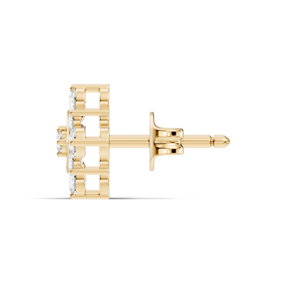 Round Shape Shinning Elegance 18k Solid Rose Gold Lab Grown & Natural Diamond Earrings For Her