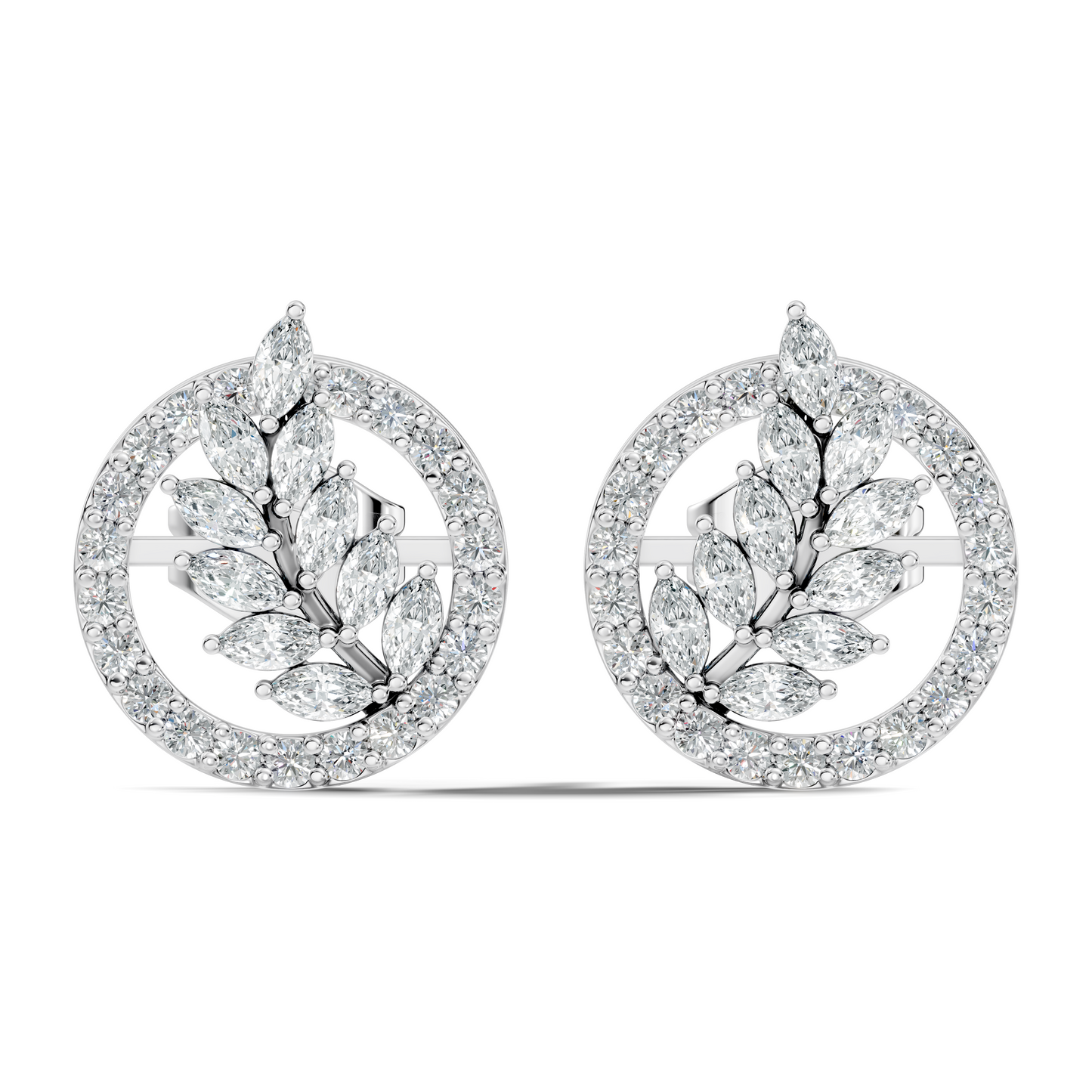 Round & Marquise Shape Natural & Lab Grown Diamond 18k Solid Gold Elegance Diamond Earrings