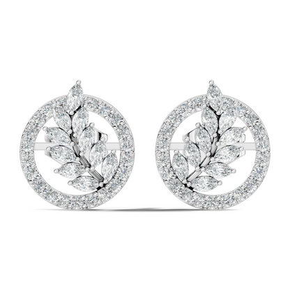 Round & Marquise Shape Natural & Lab Grown Diamond 18k Solid Gold Elegance Diamond Earrings