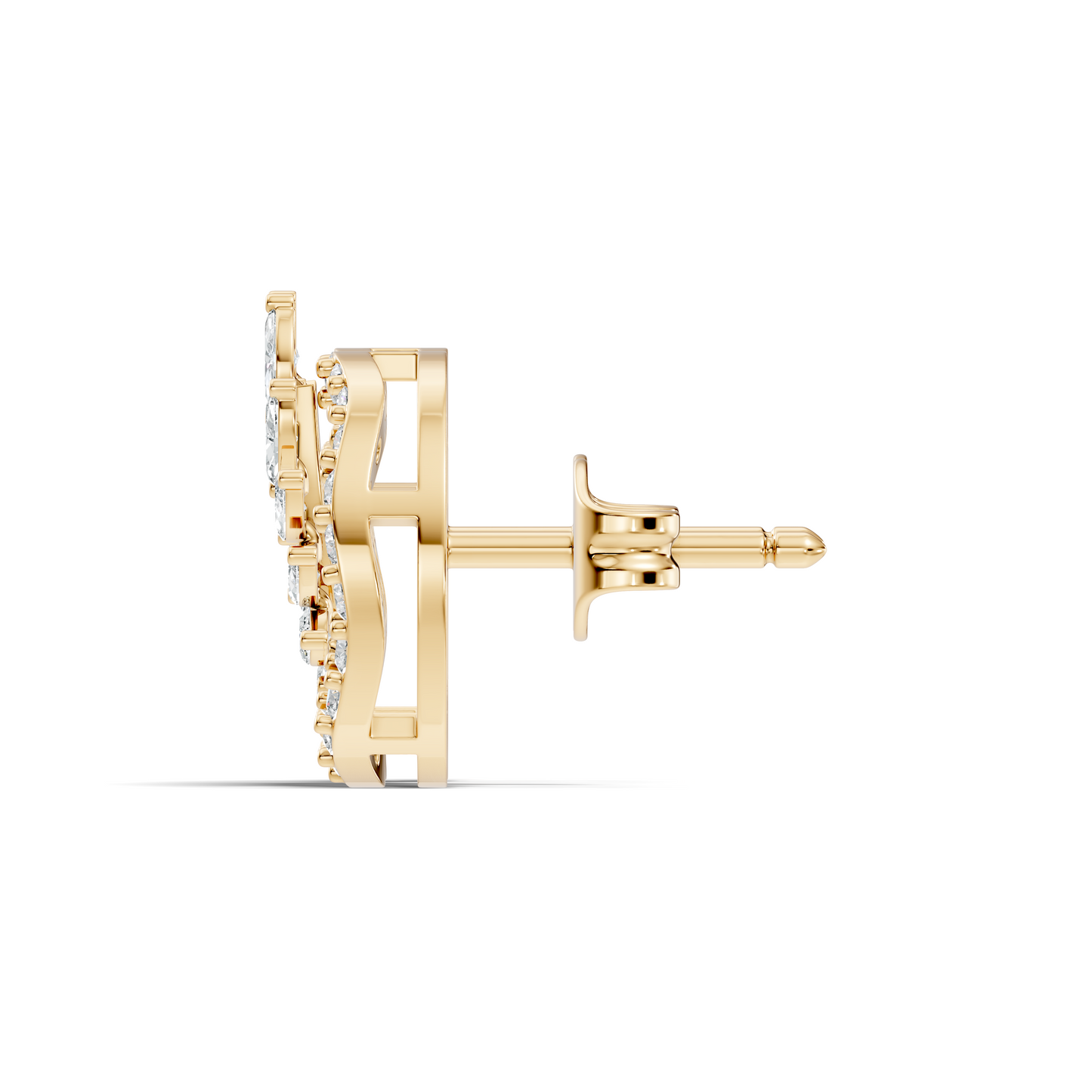 Round & Marquise Shape Natural & Lab Grown Diamond 18k Solid Gold Elegance Diamond Earrings