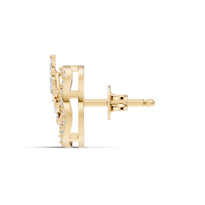 Round & Marquise Shape Natural & Lab Grown Diamond 18k Solid Gold Elegance Diamond Earrings