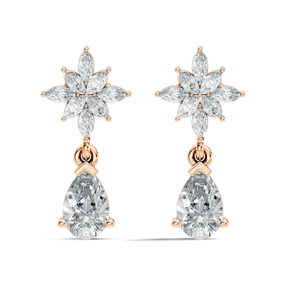 1.35 CT Pear Or Marquise Cut Diamond Tear Drop Earring Vintage Inspired Stud Earrings For Her