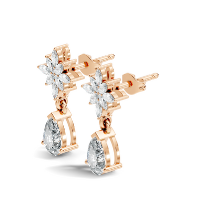 1.35 CT Pear Or Marquise Cut Diamond Tear Drop Earring Vintage Inspired Stud Earrings For Her