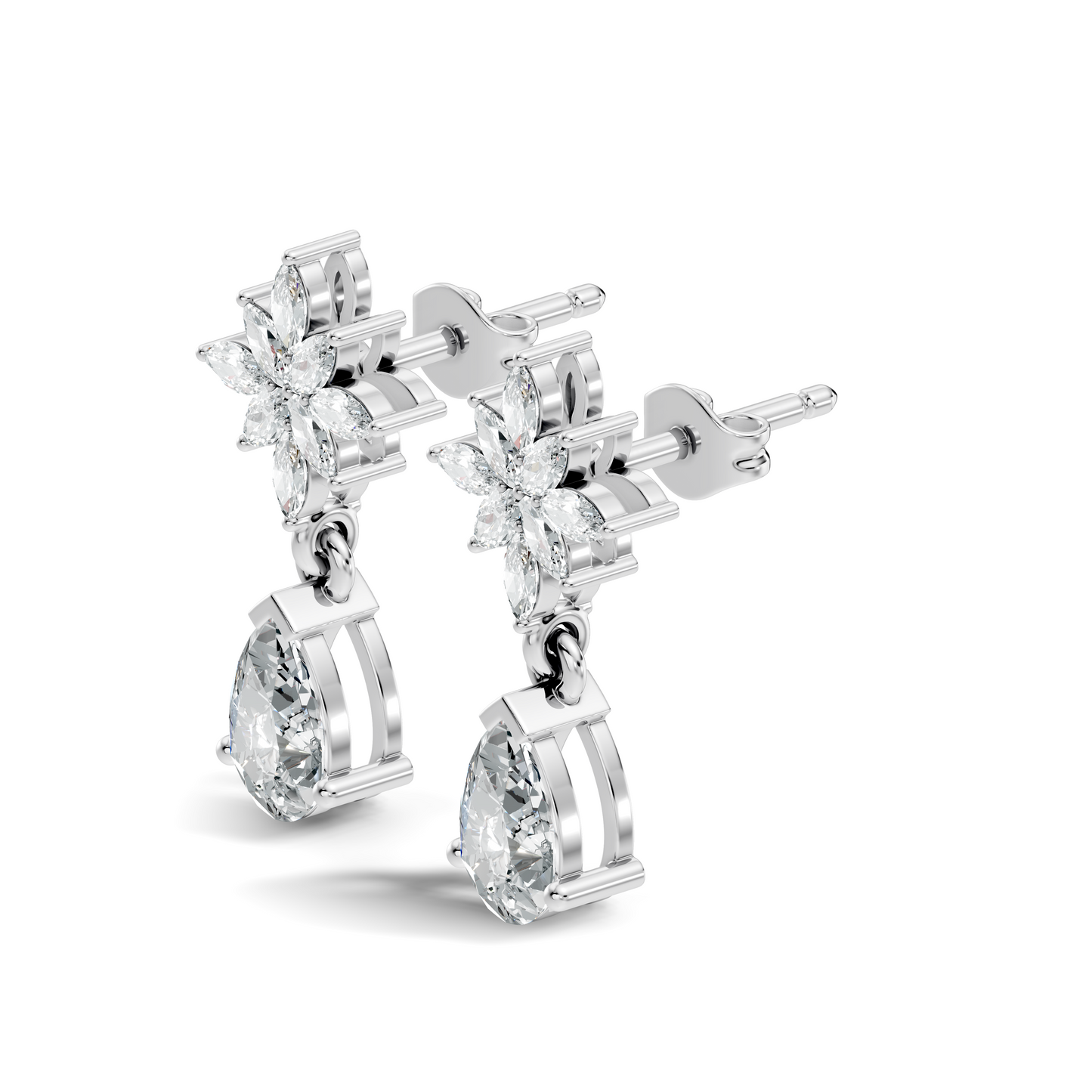 1.35 CT Pear Or Marquise Cut Diamond Tear Drop Earring Vintage Inspired Stud Earrings For Her