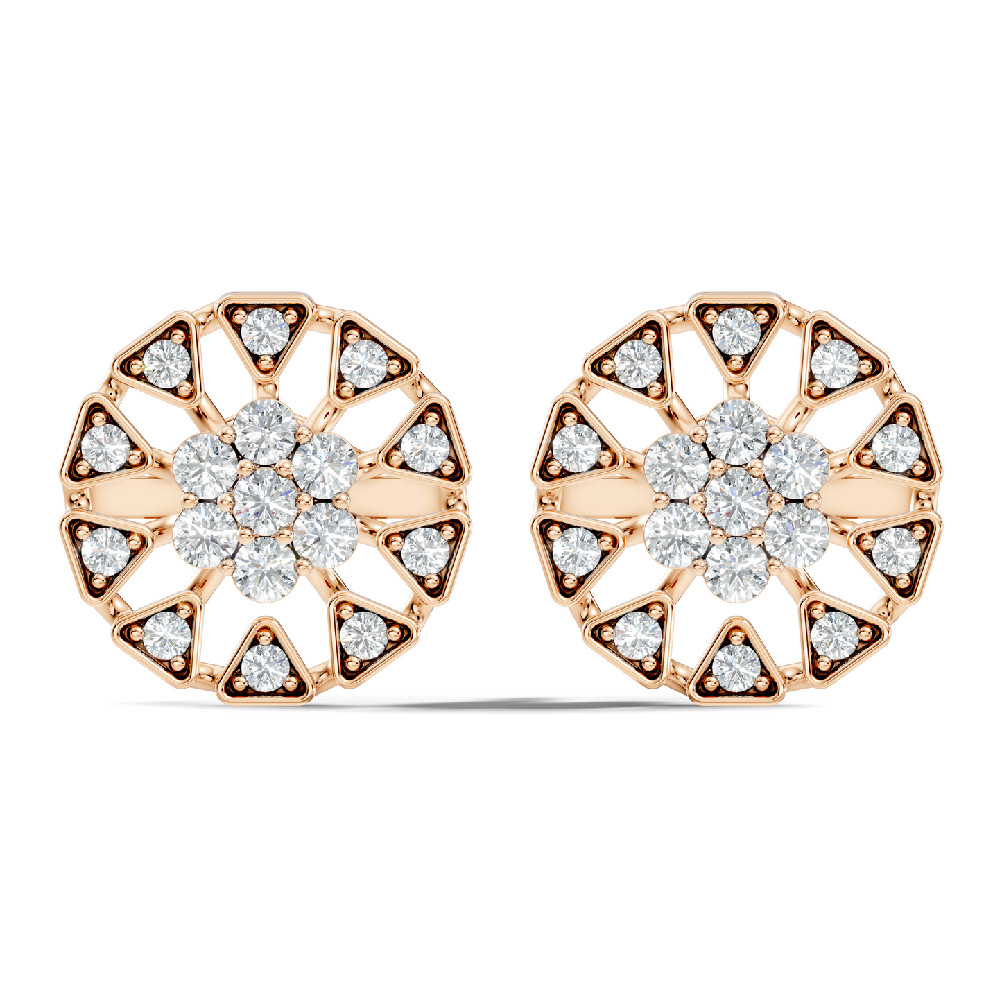 10k Solid Gold Round Shape Diamond Stunning Elegance Vintage Type  Studs Diamond Earrings