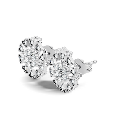 10k Solid Gold Round Shape Diamond Stunning Elegance Vintage Type  Studs Diamond Earrings