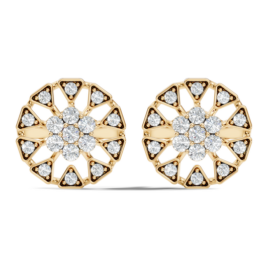 10k Solid Gold Round Shape Diamond Stunning Elegance Vintage Type  Studs Diamond Earrings