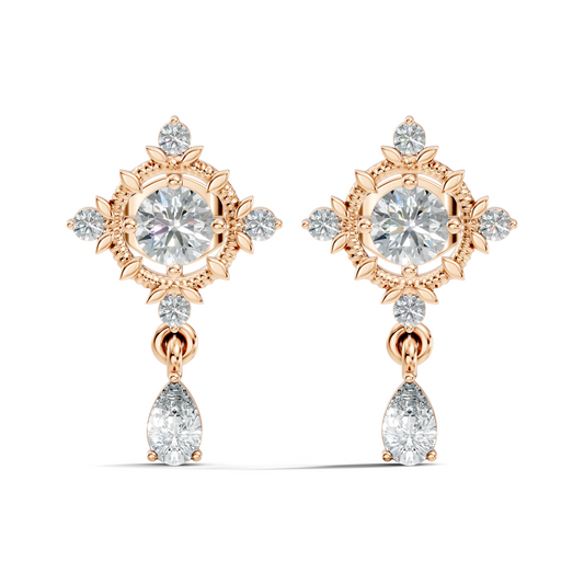 Natural & Lab Grown Round And Pear Shape Diamond For Classic Vintage Sparkling Diamond Earrings
