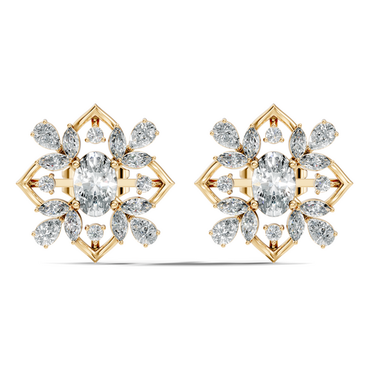 2.52 Ct Pear, Marquise, Round, & Oval Shape 10k Solid Gold Lab Grown Diamond Classic Vintage Diamond Earrings For Daily Wear